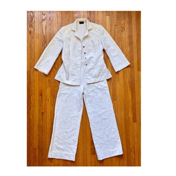 Yeohlee Vintage Suit Set Brocade Floral Cream Silk Blend - Picture 9 of 9